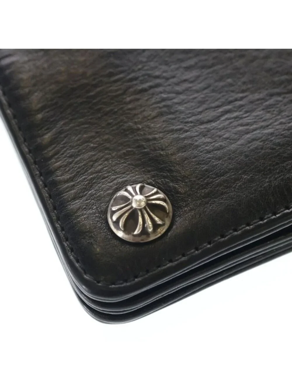 Chrome Hearts Cross Ball Button Leather Wallet Black